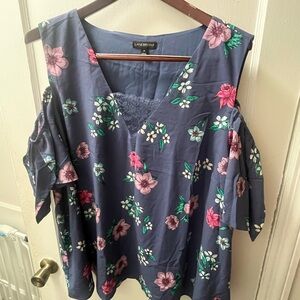 Lane Bryant Women's Floral Top - Blue and Pink